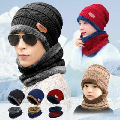 

Winter Beanie Hat Scarf Set Fleece Warm Balaclava Snow Ski Cap for Kid Men Women
