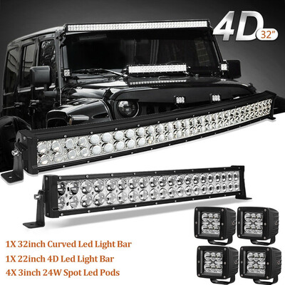 

LED Light Bar 32inch 180W Flood Spot Bumper for Jeep Pickup 4X4 ATV Offroad 32
