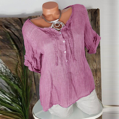 

Nomeni Women Casual Solid Button Stitch Ruffled Short Sleeve Shirt Chiffon Top Blouse