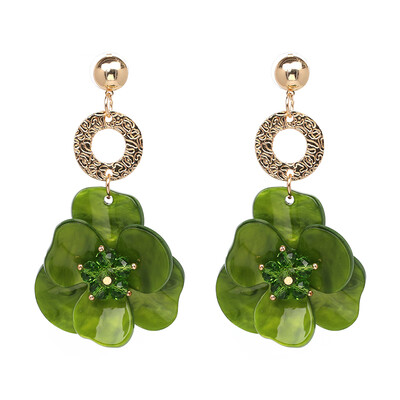 

2019 Cute Women Resin Flowers Statement Earrings Multi Color Fashion Wedding Jewelry Drop Dangle Earrings Wholesale J50054