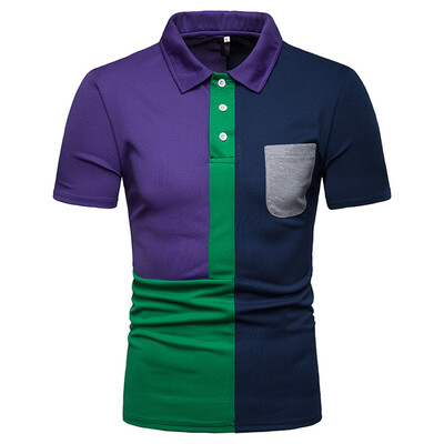 

Toponeto Fashion Mens Casual Mixing Colour Slim Fit Short Sleeve Sports Shirt Top Blouse