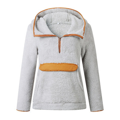 

Faux Fur Fluffy Teddy Hoodies for Women Pullover Casual Fashion Color Matching High Collar Sweatshirt Winter Fleece Hoodies Coat