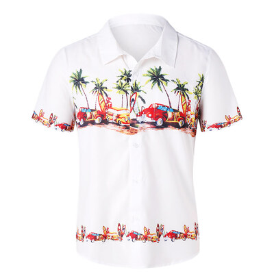 

Hawaiian Coconut Trees Cars Print Shirt