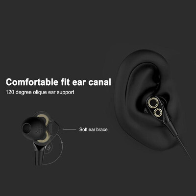 

UiiSii BA-T8 35mm Wired Headphones In-Ear Music Earbuds Dual Dynamic Earphone with Mic For iPhone Xiaomi Android