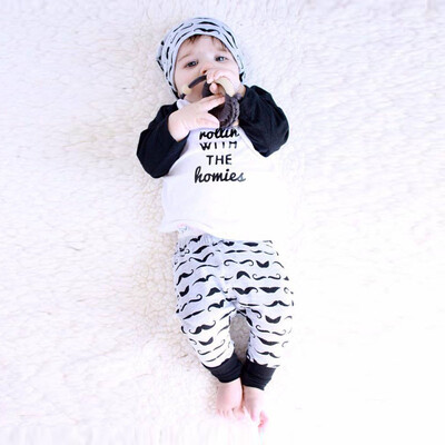 

Baby Kids Clothes Long Sleeve Letter Print T-Shirt TopsPants Outfits Set WH 90