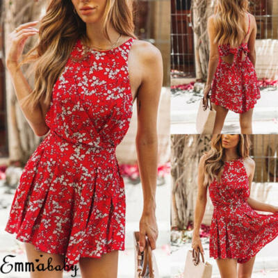 

UK Womens Holiday Playsuit Romper Ladies Jumpsuit Summer Beach Dress Size 6-14