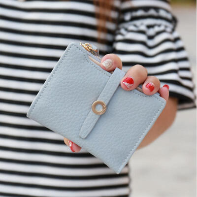 

Portable Lichee Pattern PU Leather Short Wallet For Women Hasp Wallet Purse With Card Holder For Girls