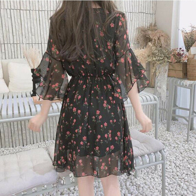 

Women V-Neck Boho Chiffon Party Evening Beach Short Dress Sundress Summer