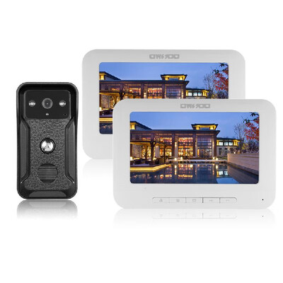 

OWSOO 7 inch Wired Video Doorbell 2 Indoor Monitor with IR-CUT Rainproof & 1 Outdoor Camera Visual Two-way Intercom Audio Remote U