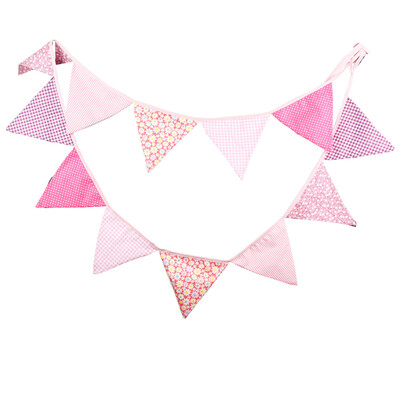 

32m 12 Flags Pink Cotton Party Wedding Pennant Bunting Banner Decor