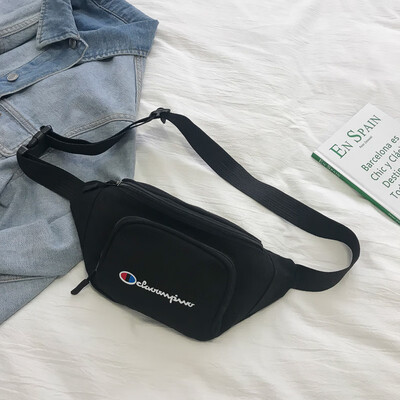 

2019 new simple wild waist bag female casual personality letter shoulder slung bag fashion sports canvas bag