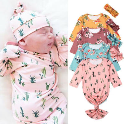 

Newborn Baby Floral Swaddles Blanket Sleeping Bag Sleepsack Headband Set 0-6M