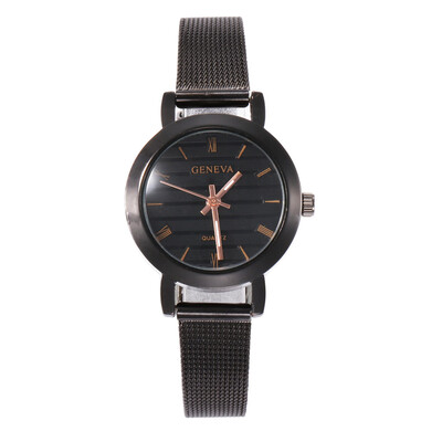 

New fine strap with simple Roman scale quartz watch female fashion ladies alloy mesh belt wrist watch