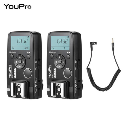 

YouPro Pro-7 Wireless Shutter Timer Remote&Flash Trigger 2in1 with DC0 25mm PC Sync & Shutter Cable for Nikon D810 D800 D700