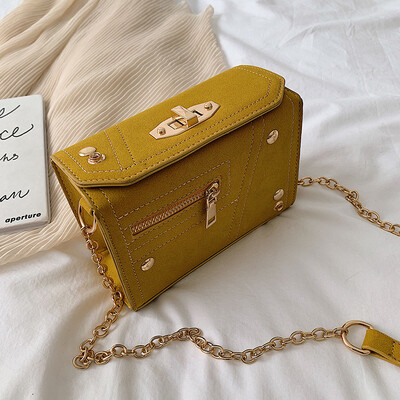 

Retro ins leisure bag chic sanding chain small square bag new model 2019100 lap single shoulder slanted female bag