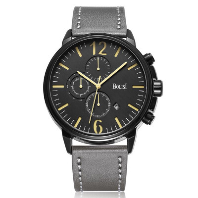 

Bolisi Fashion Casual Quartz Watch 3ATM Water-resistant Men Watch Genuine Leather Wristwatch Male Relogio Musculino Calendar Timer