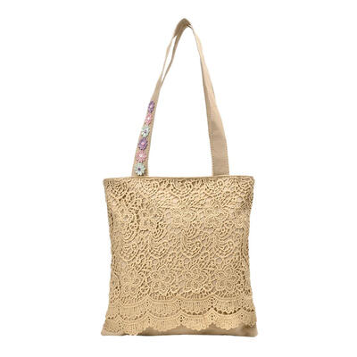 

Canvas Lace Flower Shoulder Handbags Women Shopping Totes Top-handle Bags