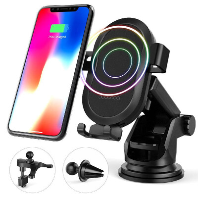 

dodocool 10W Fast Charge Wireless Car Charger Phone Holder with 2 Air Vent Mounts Dashboard Windshield Suction Mount 1m Micro-USB