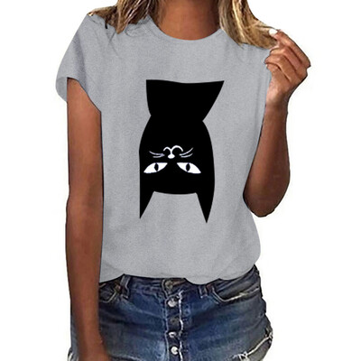 

Starmoon Women Girls Plus Size Lips Cat Print Shirt Short Sleeve T Shirt Blouse Tops