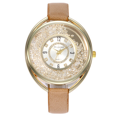 

Fashion Casual Rhinestone Ladies Wristwatch Clock Top Luxury Brand Watches Women Quartz Watches Leather Watch montre femme &Ff