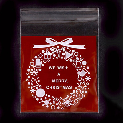 

100Pcs Christmas Bag Santa Claus Cellophane Gift Cookie Candy Self Adhesive Candy Gifts Bag 7X73Cm