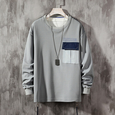 

Toponeto Mens New Style Casual Fashion Patchwork O-Neck Long Sleeves T-shirt Top Blouse