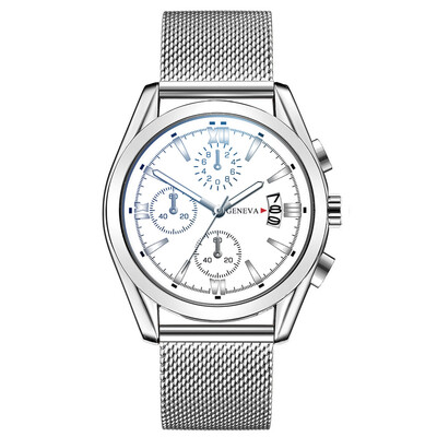 

Gobestart Three-eye Large Dial Watch Mens Business Fashion Quartz Leather Belt Watch