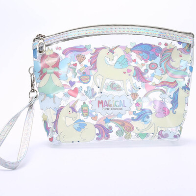 

Unicorn PU Pencil CaseCosmetic Bag PVC Transparent Waterproof Storage Bag Large Capacity H02-4