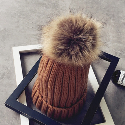 

Mother & Child Baby Warm Winter Knit Beanie Fur Pom Hat Crochet Ski Cap