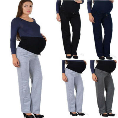 

Cotton Blend Women Maternity Wide Straight Lounge Pants Pregnancy Long Trousers