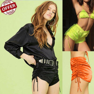 

Ladies Shorts Satin drawstring Fancy Costume Dance Hot Pants Boy Leg Burlesque