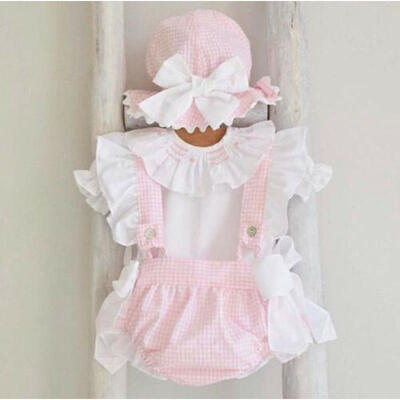 

Newborn Baby Girl Princess Sleeve T-shirt Bow Ruffle Sling Pants Outfits 2pcs