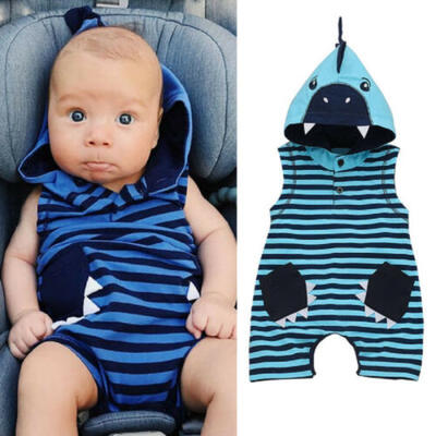 

Newborn Baby Boy Girl 3D Shark Clothes Sleeveless Hood Romper Jumpsuit Outfits