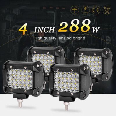 

4x 4" inch 480W Quad Row LED Light Pods Cube Spot Driving Offroad For Jeep ATV