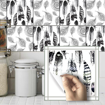 

〖Follure〗10Pcs Flowers And Birds Square Self Adhesive Tile Stickers Decal Home Decor