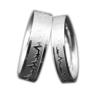 

New Fashionable Titanium Steel Love Heartbeat ECG Women&39s Wedding Rings