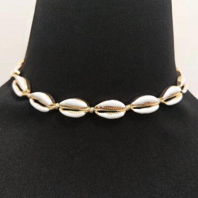 

Europe&the United States popular jewelry set shell choker pure alloy drop oil shell knotted woven necklace ladies set