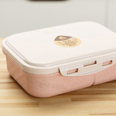 

Wheat Straw 3 Grids Microwave Food Box Bento Box Food Container School Office Portable Lunch Box