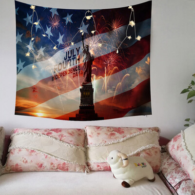 

Toponeto Independence Day Print Family Tapestry Light String Combination Wall Decoration