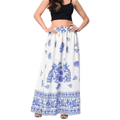 

Roseonmyhand Women Boho Maxi Skirt Beach Floral Holiday Summer High Waist Long Skirt