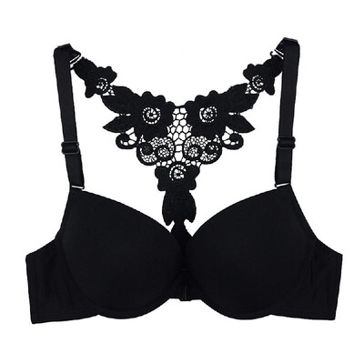 

New Sexy Women Bra Front Closure Lace Racer Back Padded Push Up Seamless Bra