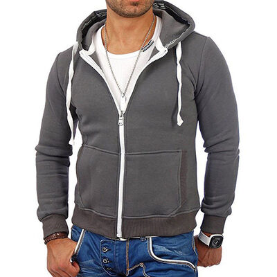 

Men Long Sleeve Hoodies Zip Up Jacket Pullover Sweatshirt Jumper Top Clothes