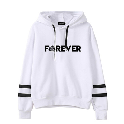

Herqw61 Womens Girls Supernatural Forever Love Hoodie Tour Striped Long Sleeve Sweatshirt