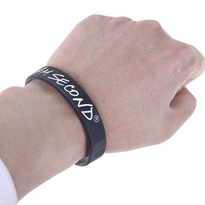 

Luxury I Am Second Wristband Black White Rubber Silicone Bracelet Live For Jesus