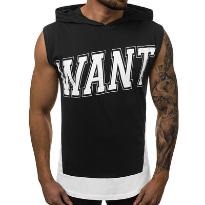 

Toponeto Mens Summer Casual Fashion Hoodie Printing Patchwork Comfortable Vest Tops