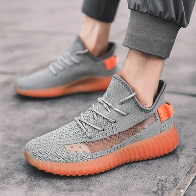 

Flying woven mesh shoes casual luminous reflective street canvas mens shoes breathable sports shoes