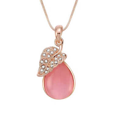 

Women Leaf Waterdrop Crystal Necklace Sweater Short Rhinestone Chain Female Clavicle Choker Jewelry
