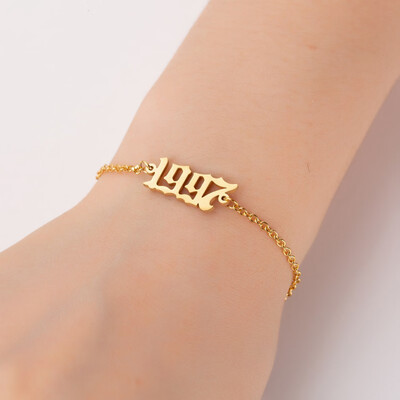 

1980-2000 Pendant Charm Bracelets Stainless Steel Chain Jewelry Gifts For Women Men Baby Child Time Past Birthday Gifts