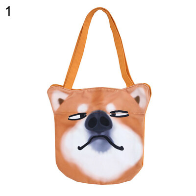 

Funny Cartoon Animal Print Women Canvas Shopping Shoulder Pouch Tote Handbag