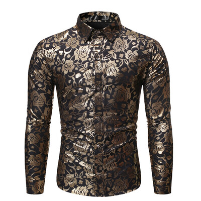 

Tailored Mens New Style Fashion stamped Long Sleeve Shirt Printed Long-Sleeved Blouse